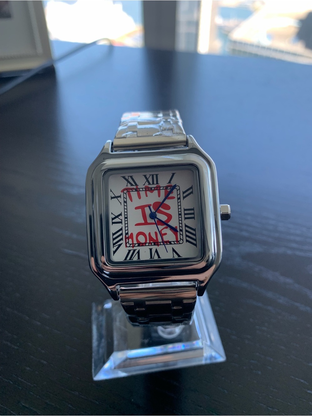 Time is Money Watch Santos Tank Style with Steel Bracelet